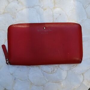 Kate Spade Cameron Large Continental Red Leather Wallet Gently Used